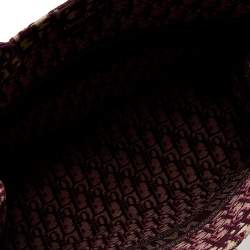 مملوكة مسبقًا Dior Burgundy Oblique Embroidery Canvas Book Tote