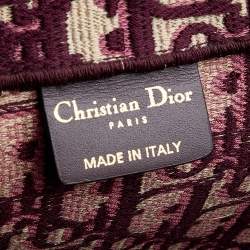 مملوكة مسبقًا Dior Burgundy Oblique Embroidery Canvas Book Tote