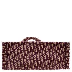 مملوكة مسبقًا Dior Burgundy Oblique Embroidery Canvas Book Tote