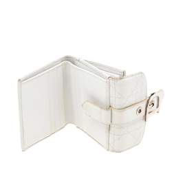 Dior White Cannage Leather French Wallet