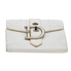 Dior White Cannage Leather French Wallet