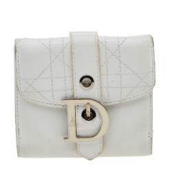 Dior White Cannage Leather French Wallet