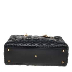 Pre Owned Dior Black Cannage Leather Large Lady Dior Tote
