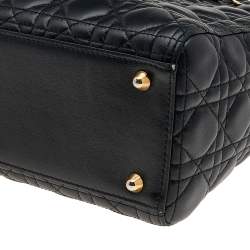 Pre Owned Dior Black Cannage Leather Large Lady Dior Tote