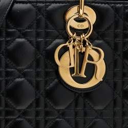 Pre Owned Dior Black Cannage Leather Large Lady Dior Tote