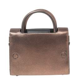 Pre Owned Dior Metallic Copper Pebbled Leather Mini Diorever Top Handle Bag