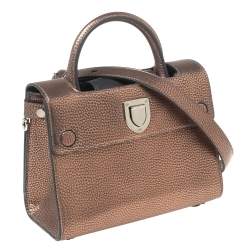 Pre Owned Dior Metallic Copper Pebbled Leather Mini Diorever Top Handle Bag