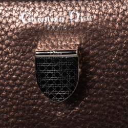 Pre Owned Dior Metallic Copper Pebbled Leather Mini Diorever Top Handle Bag