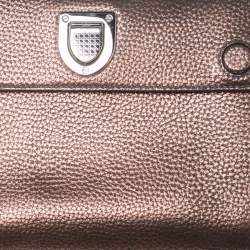 Pre Owned Dior Metallic Copper Pebbled Leather Mini Diorever Top Handle Bag
