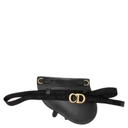 Pre Owned Dior Black Leather Saddle Belt Bag