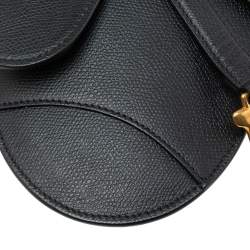Pre Owned Dior Black Leather Saddle Belt Bag