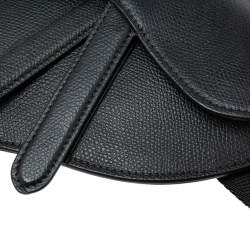 Pre Owned Dior Black Leather Saddle Belt Bag