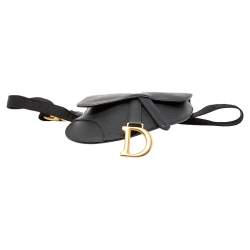 Pre Owned Dior Black Leather Saddle Belt Bag