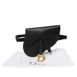 Pre Owned Dior Black Leather Saddle Belt Bag