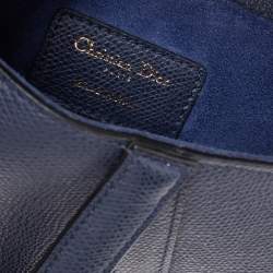 Pre Owned Dior Navy Blue Leather Mini Saddle Bag