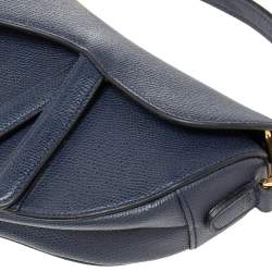 Pre Owned Dior Navy Blue Leather Mini Saddle Bag