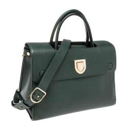 Pre Owned Dior Emerald Green Leather Medium Diorever Tote