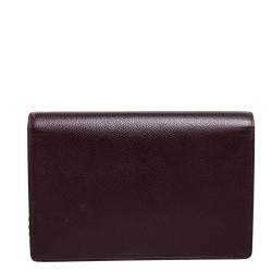Pre Owned Dior Burgundy Leather Saddle Chain Flap Shoulder Bag