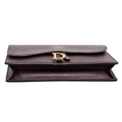 Pre Owned Dior Burgundy Leather Saddle Chain Flap Shoulder Bag