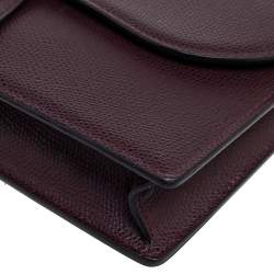 Pre Owned Dior Burgundy Leather Saddle Chain Flap Shoulder Bag