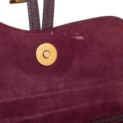 Pre Owned Dior Burgundy Leather Saddle Chain Flap Shoulder Bag