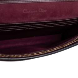 Pre Owned Dior Burgundy Leather Saddle Chain Flap Shoulder Bag