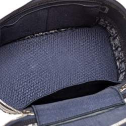 Pre Owned Dior Blue Oblique Canvas Travel Vanity Case Top Handle Bag
