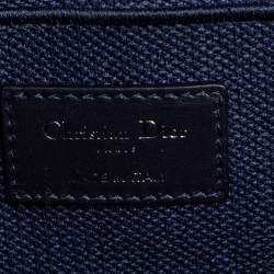 Pre Owned Dior Blue Oblique Canvas Travel Vanity Case Top Handle Bag