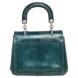 Pre Owned Dior Dark Green Snakeskin Mini Be Dior Top Handle Bag