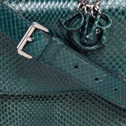 Pre Owned Dior Dark Green Snakeskin Mini Be Dior Top Handle Bag