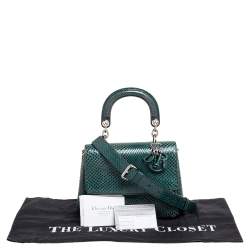 Pre Owned Dior Dark Green Snakeskin Mini Be Dior Top Handle Bag