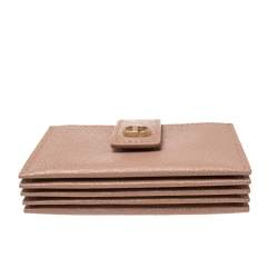 Pre Owned محفظة بطاقات ديور 30 مونتيغيين جلد بيج نود 5 جيوب