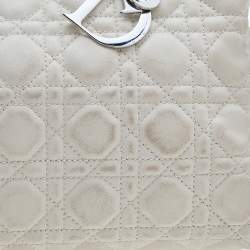 Pre Owned Dior Beige Cannage Leather Soft Lady Dior Shopper Tote