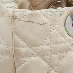 Pre Owned Dior Beige Cannage Leather Soft Lady Dior Shopper Tote