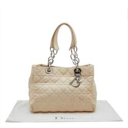 Pre Owned Dior Beige Cannage Leather Soft Lady Dior Shopper Tote