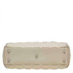 Pre Owned Dior Beige Cannage Leather Soft Lady Dior Shopper Tote