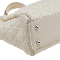 Pre Owned Dior Beige Cannage Leather Soft Lady Dior Shopper Tote