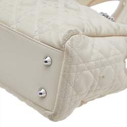 Pre Owned Dior Beige Cannage Leather Soft Lady Dior Shopper Tote