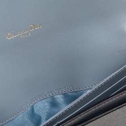 Pre Owned Dior Stone Blue Leather Saddle Wallet on Chain