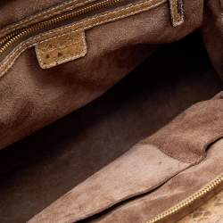 Pre Owned Dior Beige/Brown Canvas And Python Leather Vintage Double Pocket Satchel