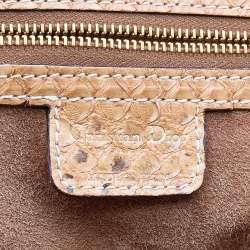 Pre Owned Dior Beige/Brown Canvas And Python Leather Vintage Double Pocket Satchel