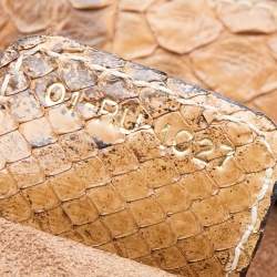 Pre Owned Dior Beige/Brown Canvas And Python Leather Vintage Double Pocket Satchel