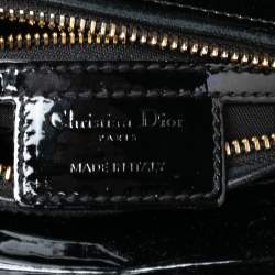 Pre Owned Dior Black Cannage Patent Leather Medium Lady Dior Tote
