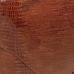 Pre Owned Dior Copper Lizard Effect Laminated Suede Saddle Pochette Bag