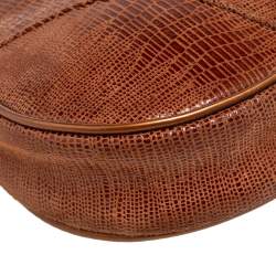 Pre Owned Dior Copper Lizard Effect Laminated Suede Saddle Pochette Bag