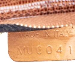 Pre Owned Dior Copper Lizard Effect Laminated Suede Saddle Pochette Bag