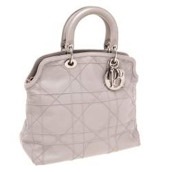 Pre Owned Dior Pale Lilac Cannage Leather Granville Tote