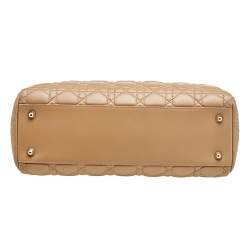 Pre Owned Dior Beige Cannage Leather Soft Lady Dior Shopper Tote