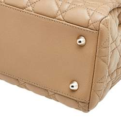 Pre Owned Dior Beige Cannage Leather Soft Lady Dior Shopper Tote