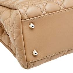 Pre Owned Dior Beige Cannage Leather Soft Lady Dior Shopper Tote